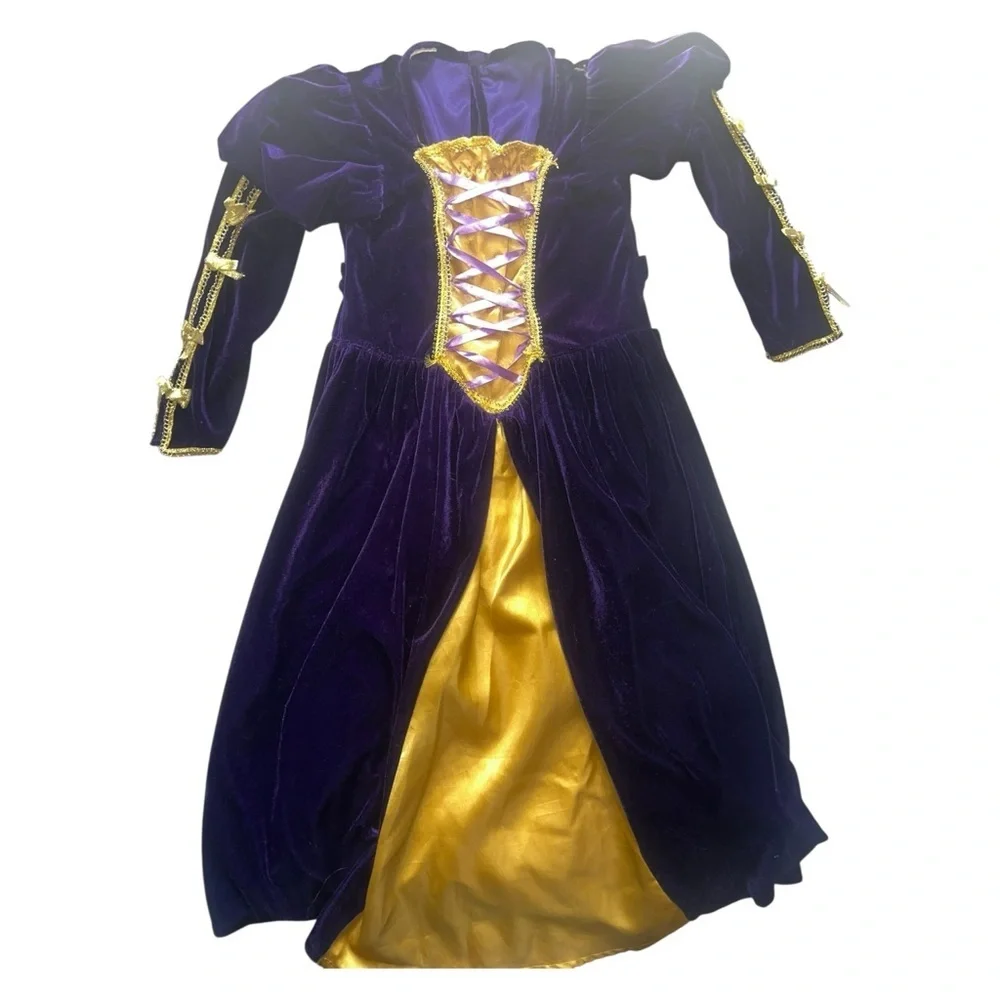 Girls Purple and Gold Princess/Queen Costume W/ Cape & Necklace 3-6yrs